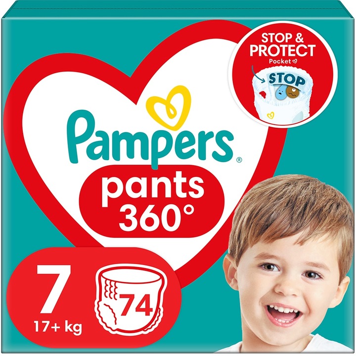 Scutece Pampers Pants Marimea 7, 17+ Kg, 74 Bucati Pants