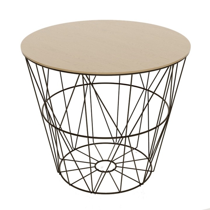 Masuta cafea MG011, stejar + negru, 40 x 26 x 36 cm