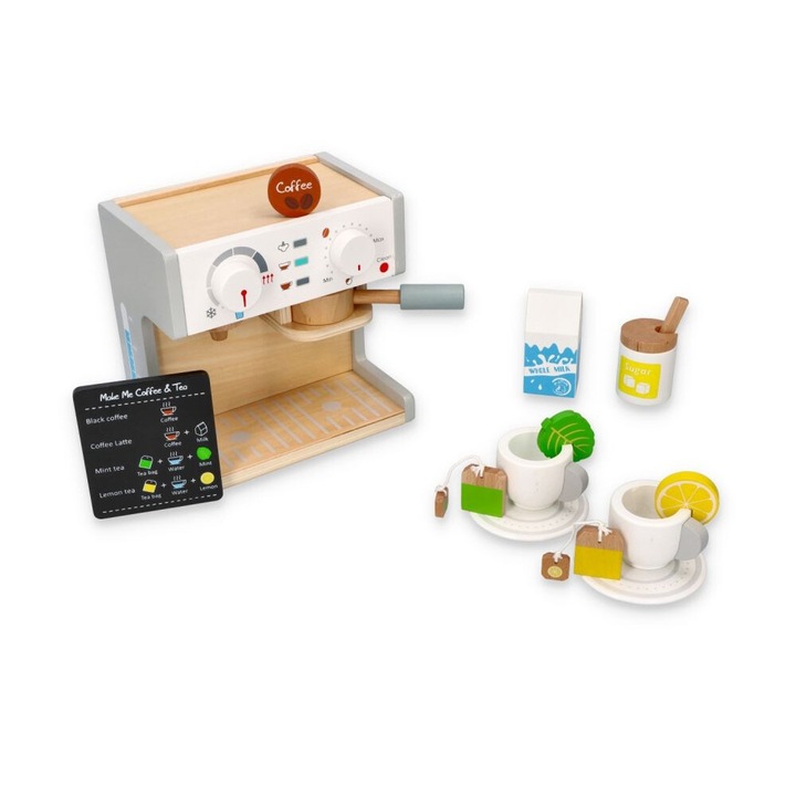 Lelin gyerek konyhai játékkészlet, kávé-teafőző, tarka