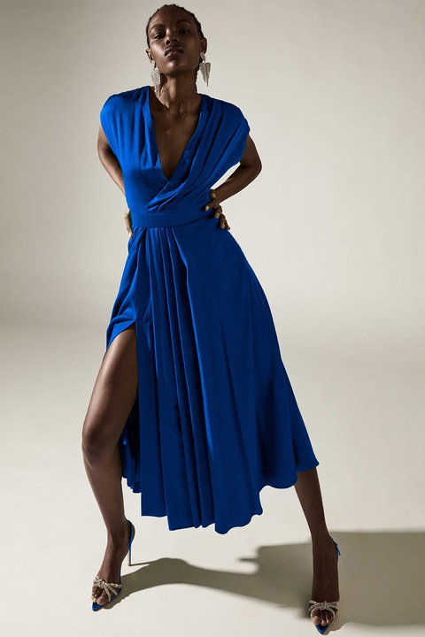Alina Cernatescu, Rochie midi cu o curea asortata Segue, Albastru royal