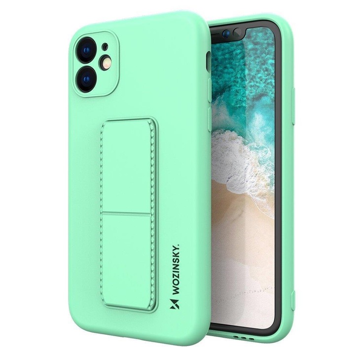 Husa telefon Wozinsky Kickstand, silicon, suport, mint, pentru iPhone 12 Pro Max