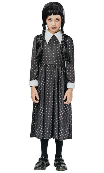 Rochie Wednesday copii, MADEJ, Negru/Alb, 110-120cm