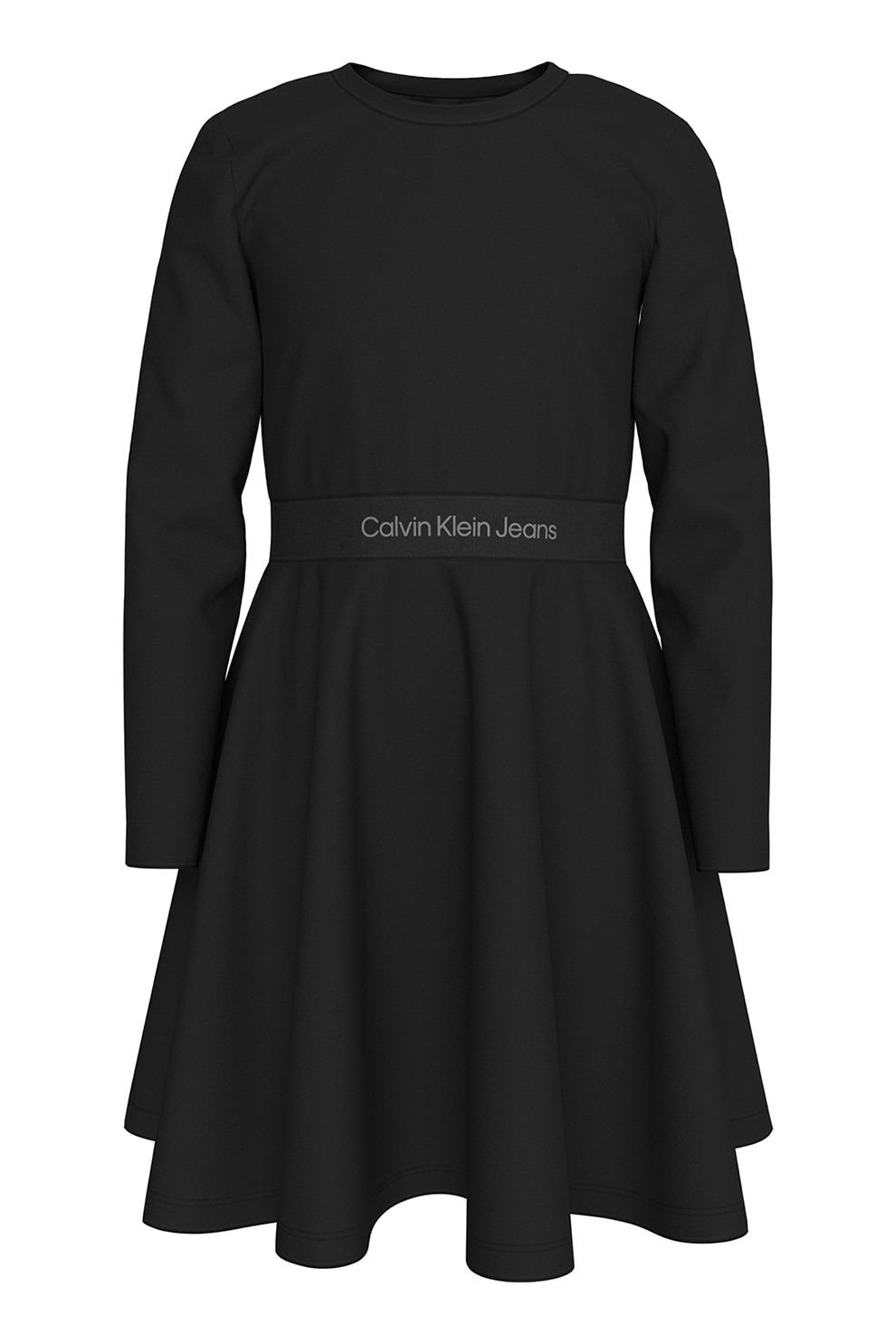 CALVIN KLEIN, Rochie evazata cu logo, Negru, 152 CM