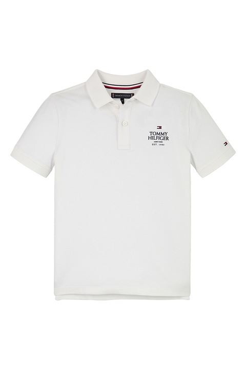 Tommy Hilfiger, Galléros organikuspamut póló, Fehér, 128 CM