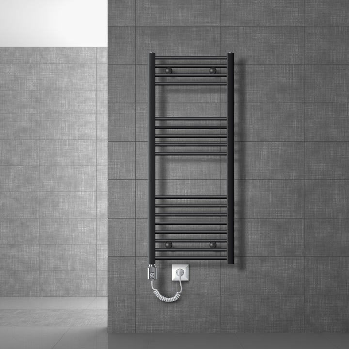 LuxeBath fürdőszobai melegítő, Sahara modell, antracit, acél, LuxeBath, 500x1200 mm, ívelt oldalsó csatlakozással