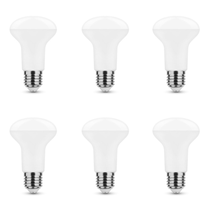 Комплект от 6 LED Spot крушки R63, E27, 8W (еквивалент на 50W), 4000K, NW, неутрална светлина, 640 lm, Modee, енергиен клас F