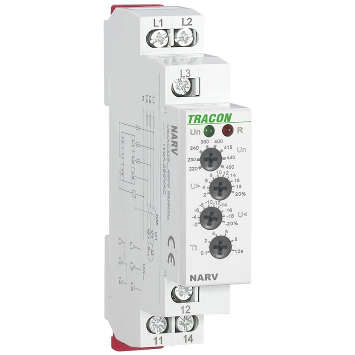 Releu supraveghere tensiune trifazat NARV AC 220-460V, 0.1-10 sec