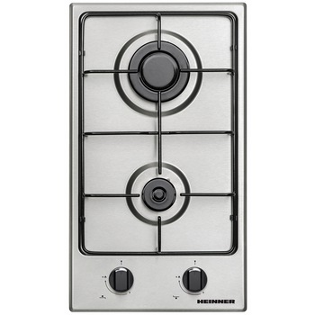 Plita incorporabila Heinner HBH-V302EIX, Gaz, 2 arzatoare, Dispozitiv de siguranta, 30 cm, Inox