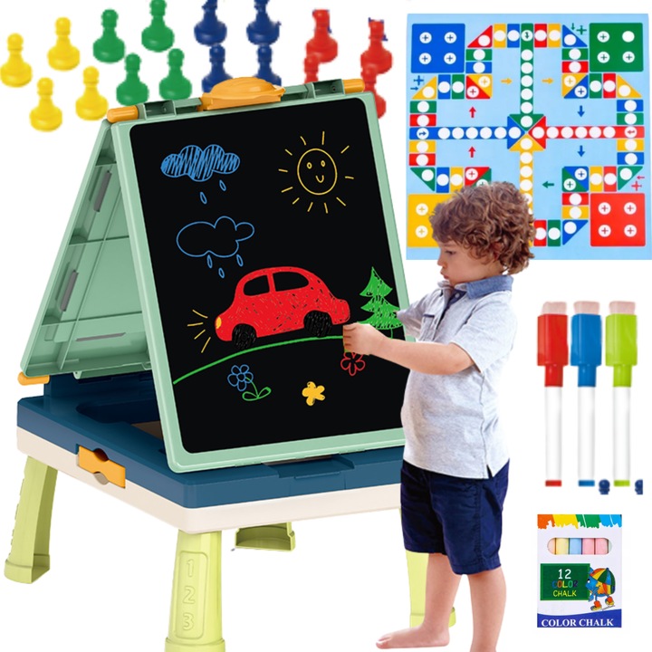Set Tabla educativa copii 2 in 1, Artist, Accesorii Incluse, Multicolor, 3ani+