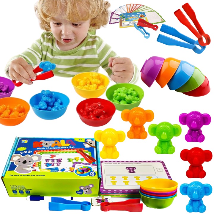 Set educativ Maksik, invatare matematica, recunoastere culori, multicolor, 17,3x6,4x23,5cm