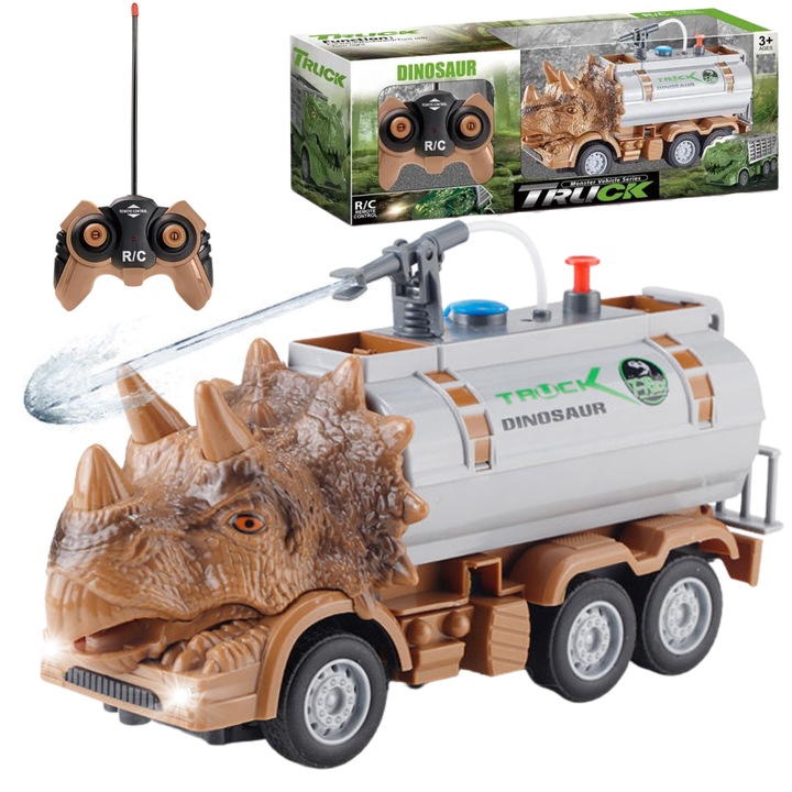 Camion cu telecomanda, Import ProNice, cu rezervor de apa, dimensiuni 23x8x17,5cm, culoare maro