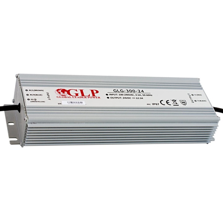 Sursa de alimentare in comutatie GLP PFC 300W, IP67, 24V/12.5A