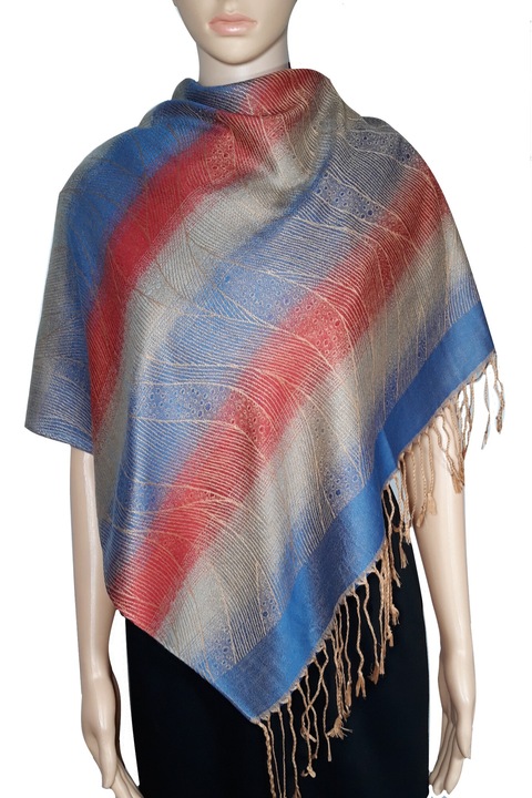 Дамски шал, пашмина, многоцветен, 180 х 70 см