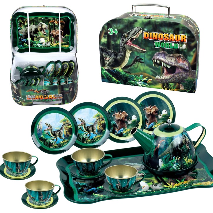 Gyermek tea készlet, dinoszauruszok, 25,5x18,5x10,5cm