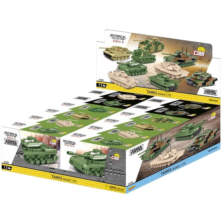 Set 12 tancuri Cobi, Seria II Armed Forces si Historical Collection, scara 1:72, 6+