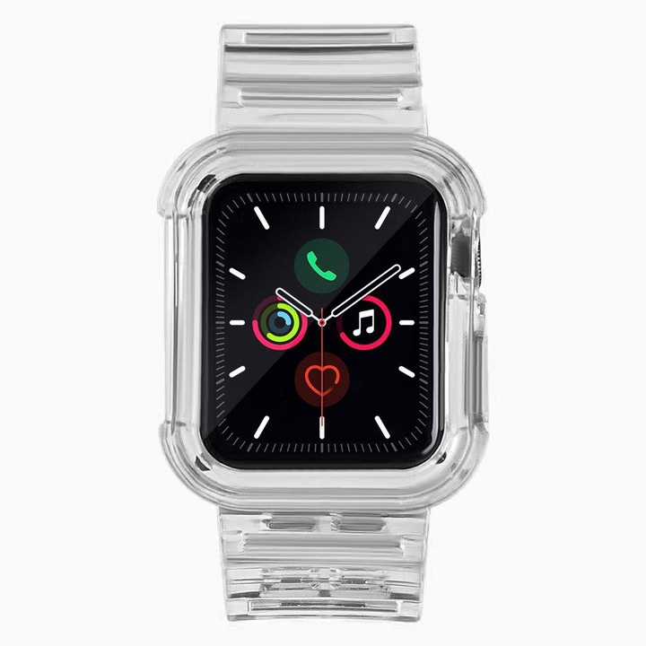 Hurtel szíj és tok szett Apple Watch 2/3/4/5/6/SE-hez, fekete, állítható