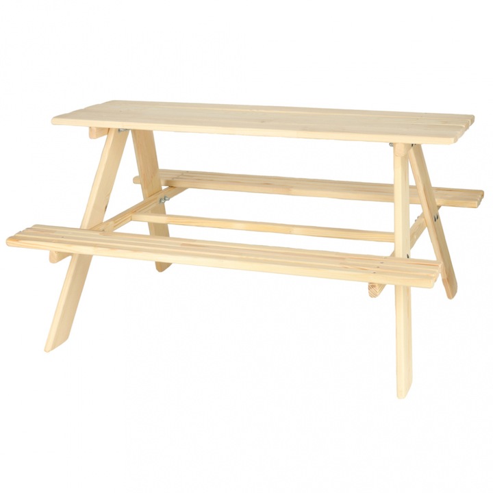 Kerti asztal szett 2 db fa paddal 92 x 52 cm