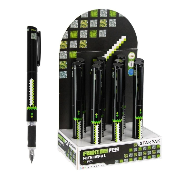 Set 10 stilouri cu penita Starpak Pixel Game, Plastic, 13cm