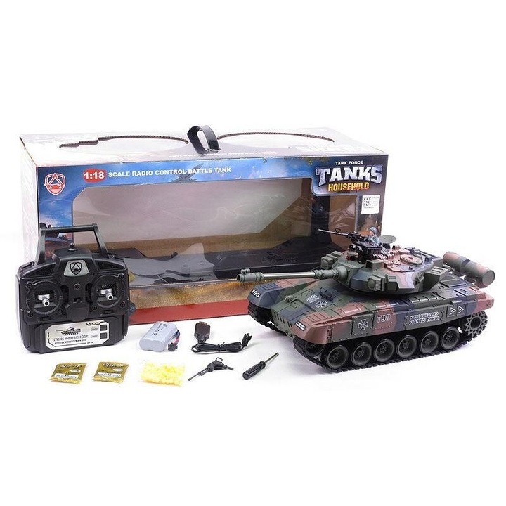 Távirányítós játék tank, Icom, lőgolyók, 1:18
