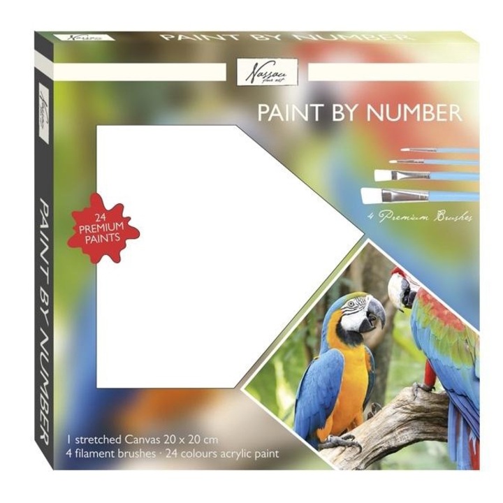 Set creativ, Pictura pe numere, canvas, Papagali, Fine Art, Nassau