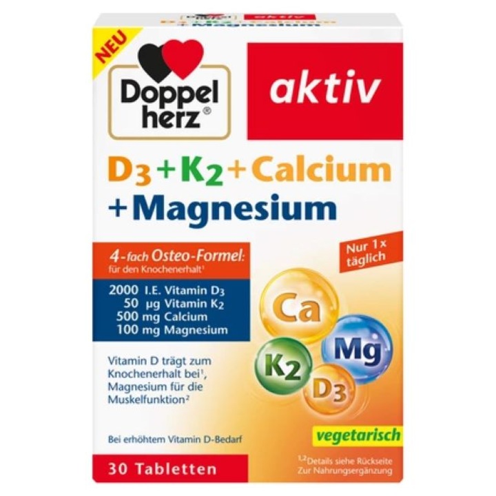 Витамини D3 + K2 + Ca + Магнезий, Doppelherz, 30 таблетки