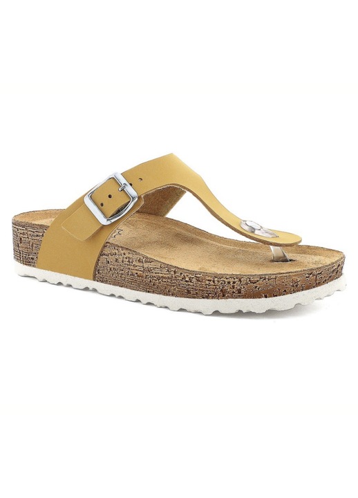 Kényelmes flip-flop, női, lábujjak között, sárga, állítható, csattal, INBLU