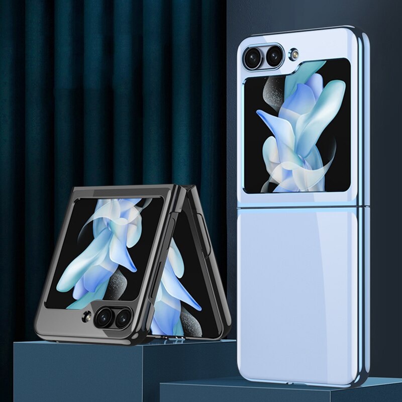 Husa pentru Samsung Z Flip 6 DaDen® Luxury, Ultra Protectie, Transparent cu margini aurii