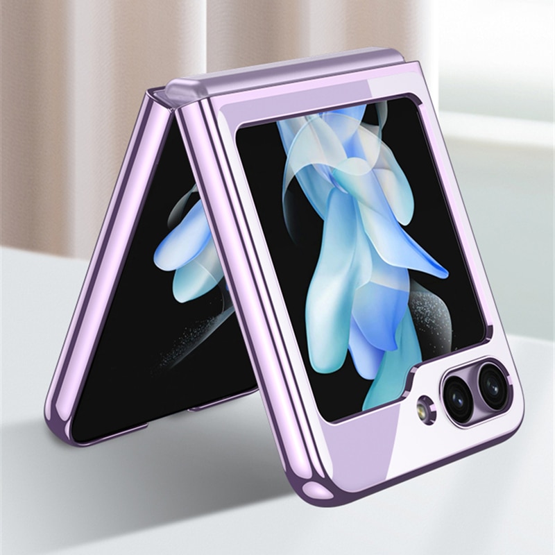 Husa pentru Samsung Z Flip 6 DaDen® Luxury, Ultra Protectie, Transparent cu margini aurii