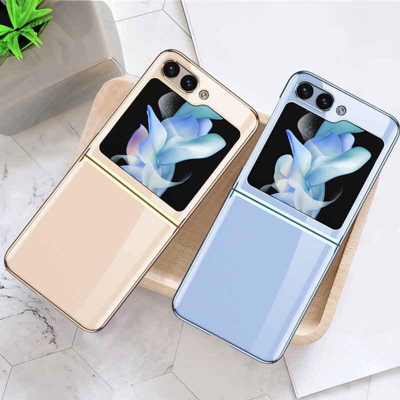 Husa pentru Samsung Z Flip 6 DaDen® Luxury, Ultra Protectie, Transparent cu margini aurii