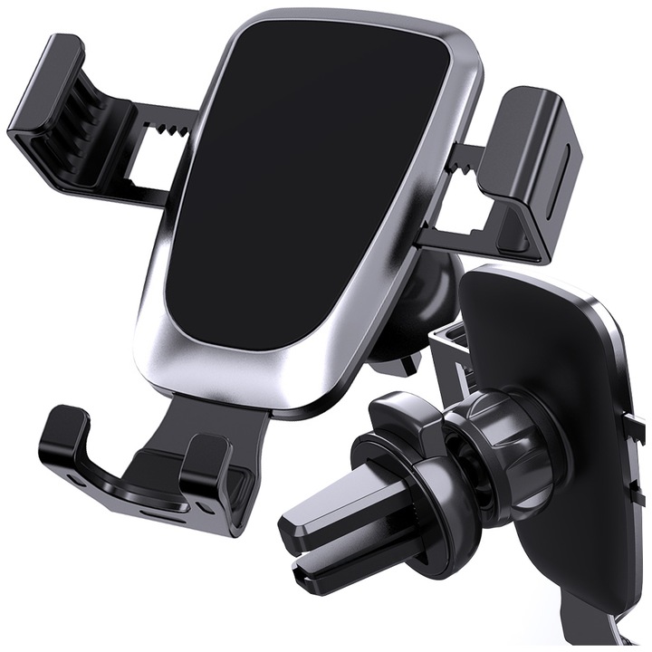 Suport auto pentru telefon, Hurtel YC08, montare pe grila ventilatie, negru, 95x95x100mm