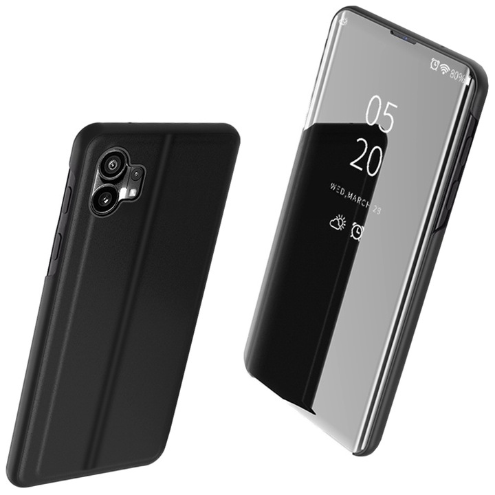 Husa telefon Hurtel Clear View Case, protectie margini, negru, pentru Nothing Phone 1