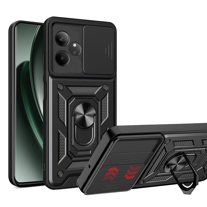 Husa pentru Realme GT 6 / GT 6T cu protectie camera, Accesorio CamShield, Negru
