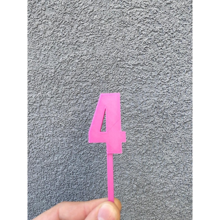 Topper tort, "4", happy birthday,100 X 32 mm mov deschis