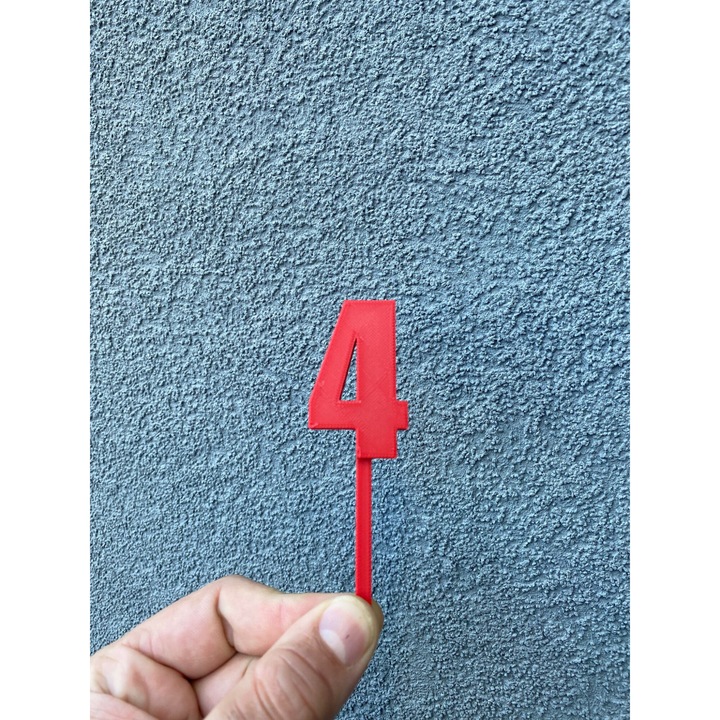 Topper tort, "4", happy birthday,100 X 32 mm rosu