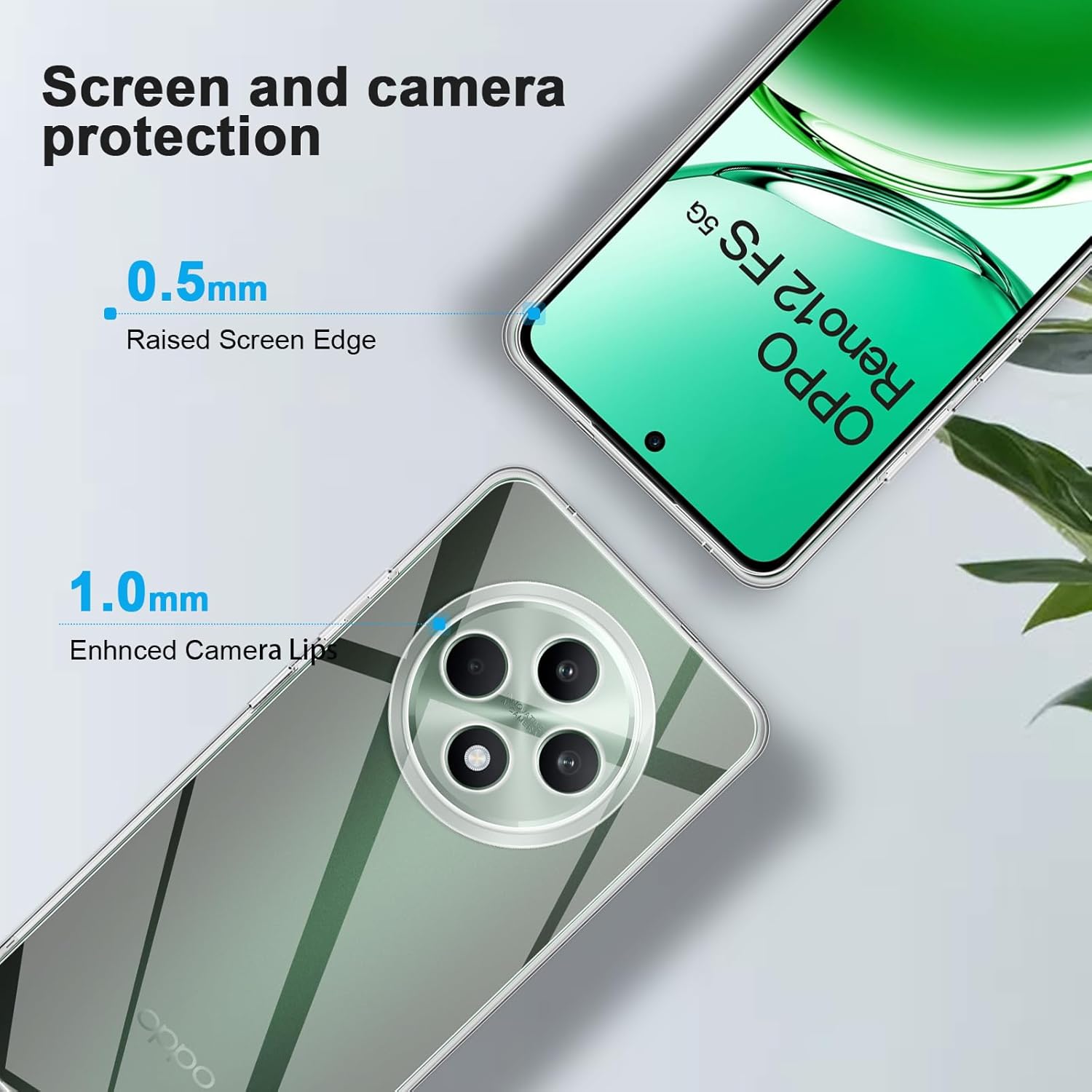 Husa pentru Oppo Reno 12F Reno 12FS Anti-Shock 1.5mm cu protectie lentile transparent