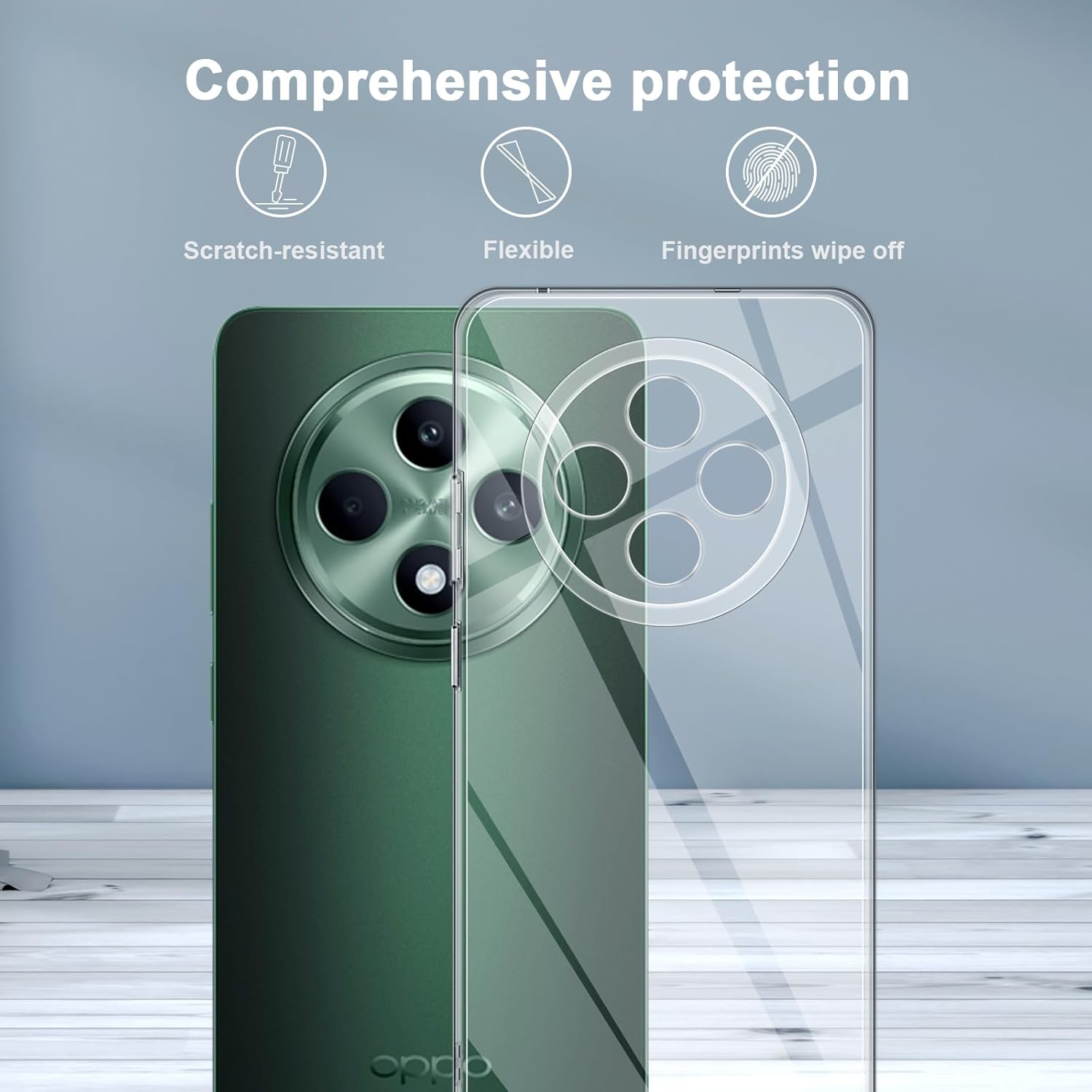 Husa pentru Oppo Reno 12F Reno 12FS Anti-Shock 1.5mm cu protectie lentile transparent