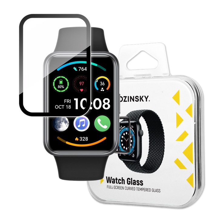 Folie protectie transparenta WOZINSKY Tempered Glass 9H compatibila cu Huawei Watch Fit 2 Black