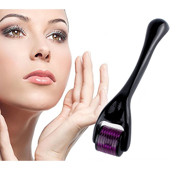 Dispozitiv Derma Roller Cozevdnt, 540 ace din titan, 0.25mm, negru, 16.5x5x4.5cm