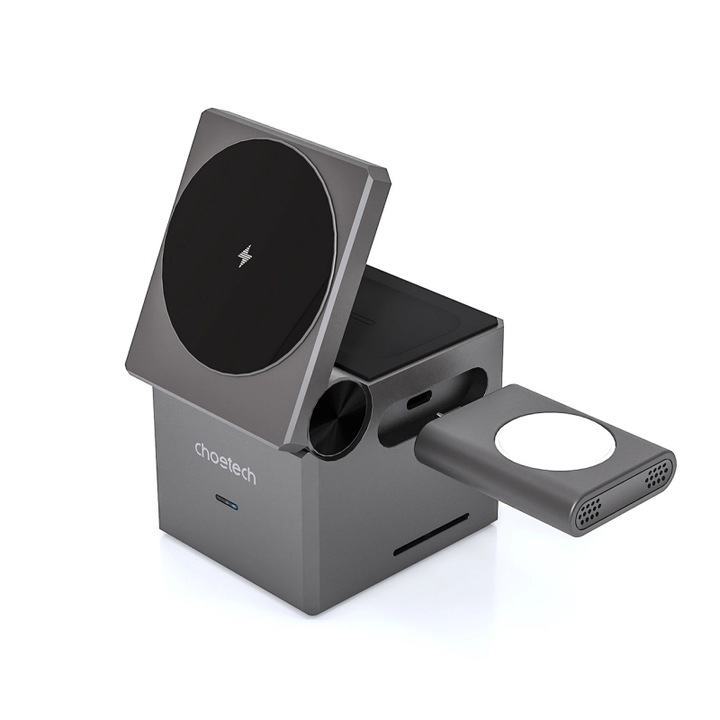 Induktív töltő 15 W 3 az 1-ben iPhone / Apple Watch / AirPods Choetech T632-F- szürke