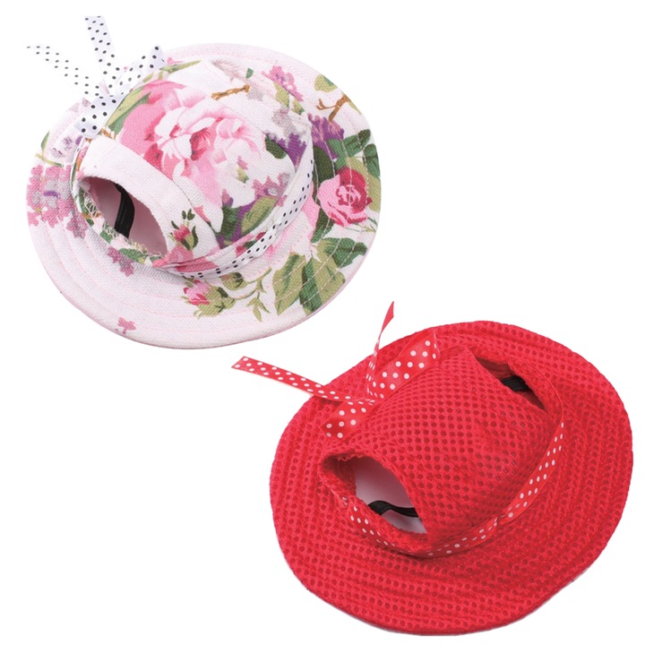 Set 2 palarii pentru caini de talie mica, QttvbTna, Tesatura Oxford, Impermeabil, Multicolor, S (27cm)