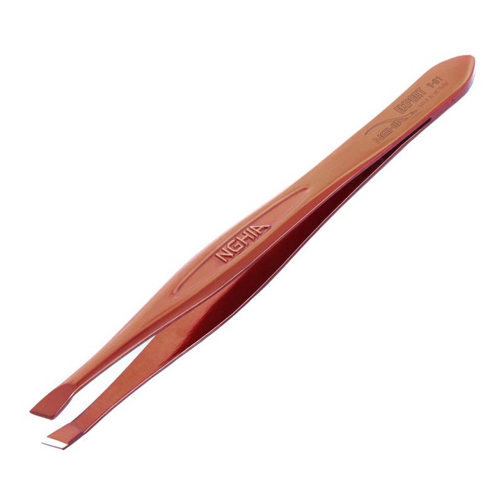 Nghia T-01 kozmetikai csipesz, ferde hegyű, színes acél, 9 cm