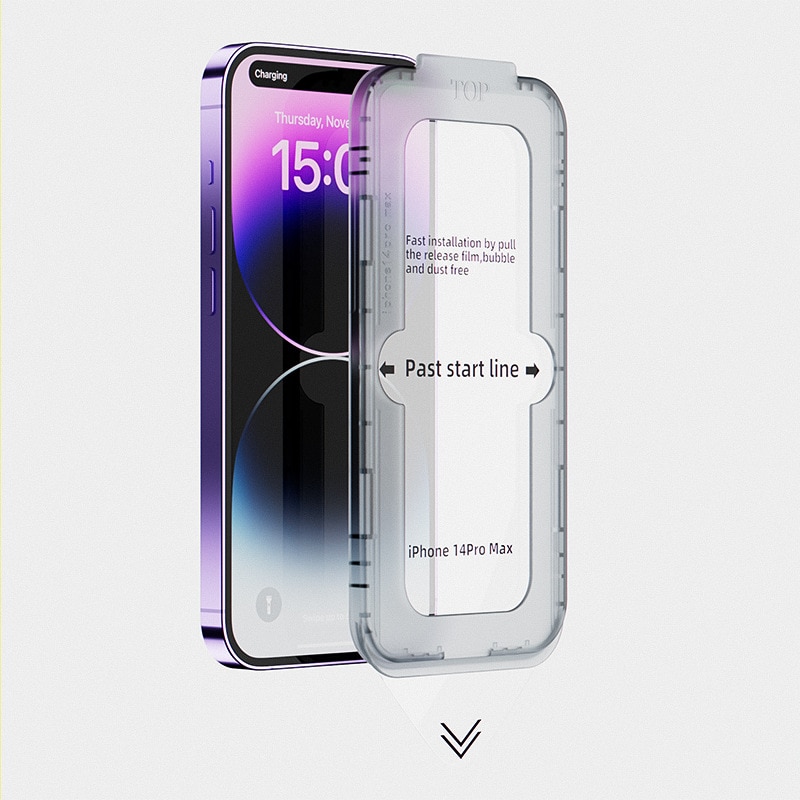 Folie de protectie pentru telefon, Happy, Sticla securizata, Kit de instalare, Pentru iPhone 14 Pro, Transparent
