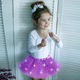 Fusta led pentru copii, tutu de balet pentru fetite cu luminite multicolore incorporate, model stelute, 30 cm lungime, mov, Avaleea
