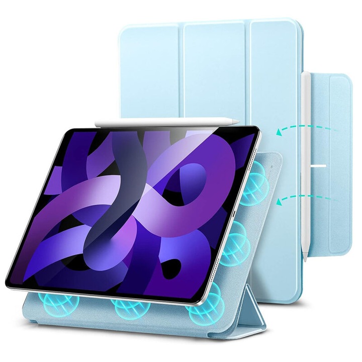 Защитен флип капак за таблет, съвместим с Apple iPad Pro 11 2018/Air 4/5/11(2020/2022/2024), Rebound Magnetic, магнитна фиксация, екологична кожа, син