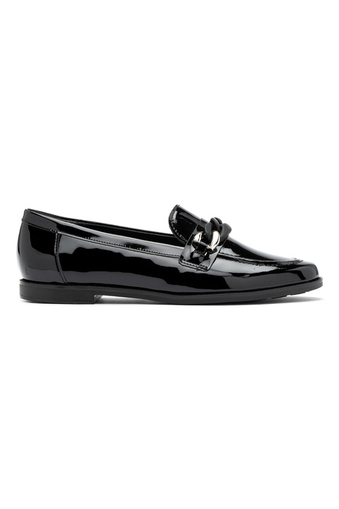 RYŁKO, Pantofi loafer de piele ecologica cu aspect lacuit, Negru