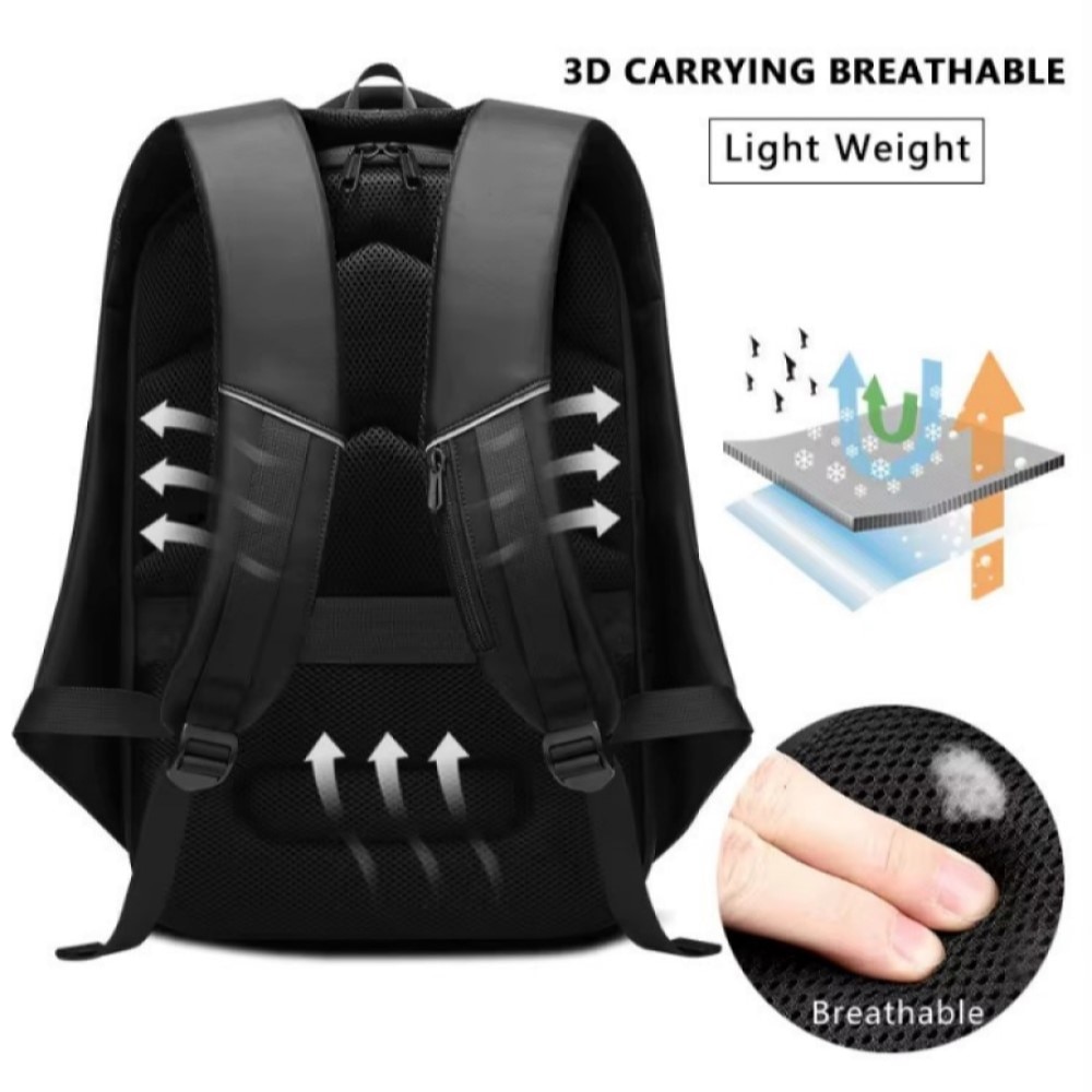 Rucsac laptop 15.6", smart casual, impermeabil, cu buzunar antifurt si port USB, GETICS, 32x16x46 cm, Negru