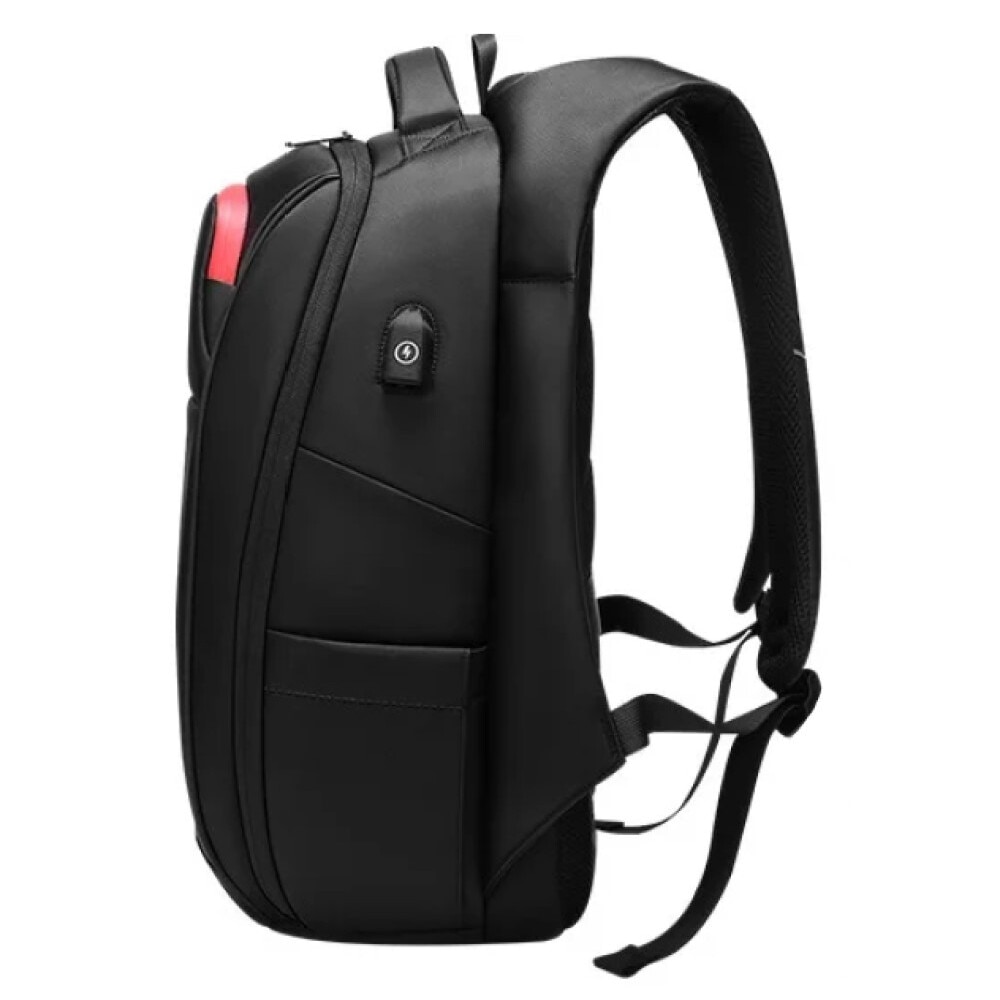 Rucsac laptop 15.6", smart casual, impermeabil, cu buzunar antifurt si port USB, GETICS, 32x16x46 cm, Negru