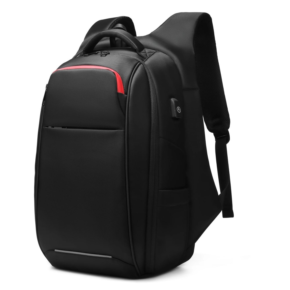 Rucsac laptop 15.6", smart casual, impermeabil, cu buzunar antifurt si port USB, GETICS, 32x16x46 cm, Negru