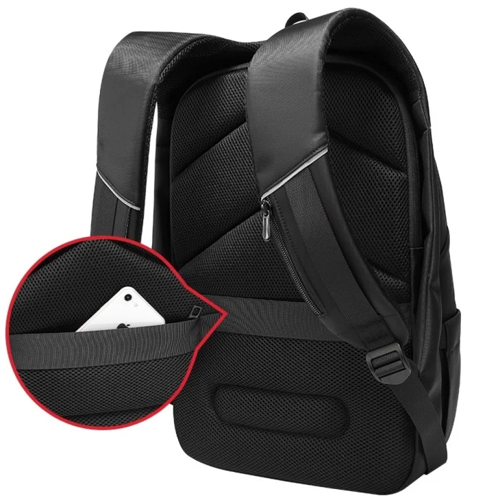 Rucsac laptop 15.6", smart casual, impermeabil, cu buzunar antifurt si port USB, GETICS, 32x16x46 cm, Negru