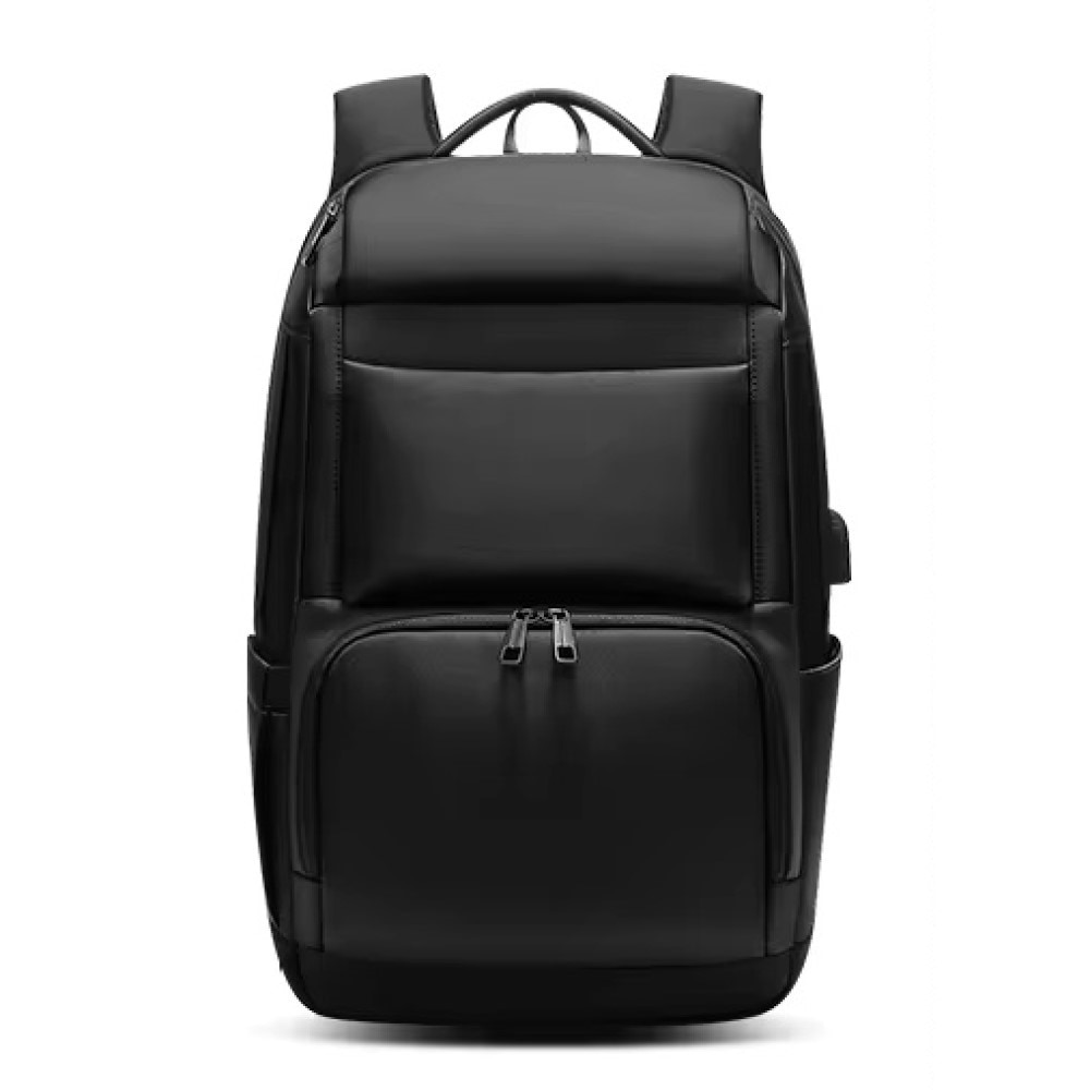 Rucsac laptop 17.3", business pentru calatorii, cu buzunar antifurt si port USB, GETICS, 47x31x20 cm, Negru
